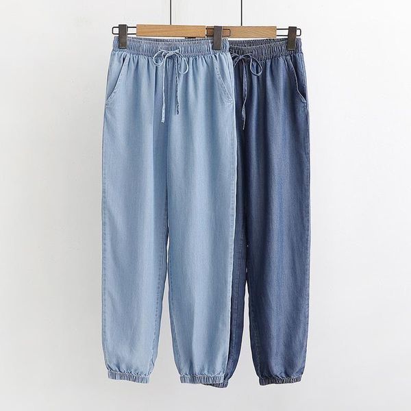 

women's pants & capris high waist casual jean women summer loose comfortable thin denim 2021 korean style vintage harem d007, Black;white