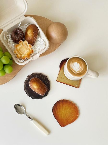 

mats & pads creative 3pcs acrylic water cup drink coasters bread shell shape heat resistant bowl/pot holder home decor tableware