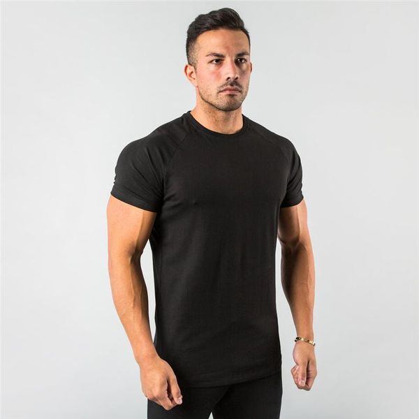 

men's t-shirts summer men workout t-shirt classic short sleeve round neck streetwear black cotton breathable undershirt, White;black
