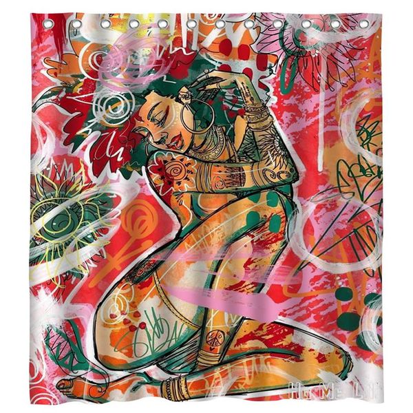 

shower curtains fine art bond girl fabric waterproof for bathroom sets with hooks