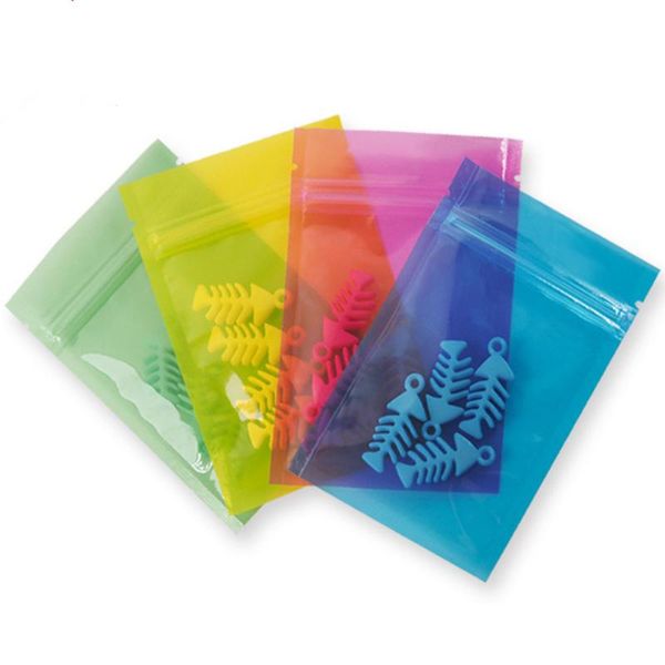 

100pcs colorful clear plastic bag zipper grip self seal reusable reclosable gift craft earrings packaging pouches