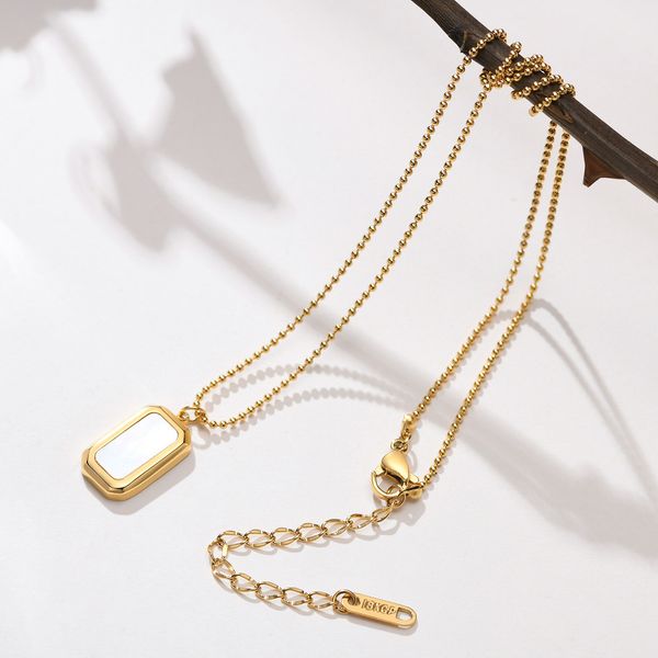 

n902 stainless steel shell square brand dog tag pendant necklace for women lady fashion gifts bling 18'', Silver