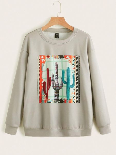

emery rose cactus print sweatshirt 20f0#, White;black