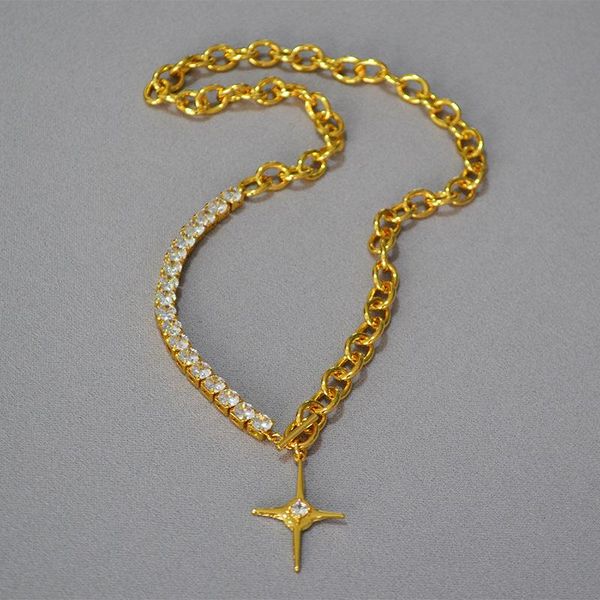 

chains cz stone cross chain necklace for women splicing long sweater 2021 cool emo accessory hip-hop jewelry stuff, Silver