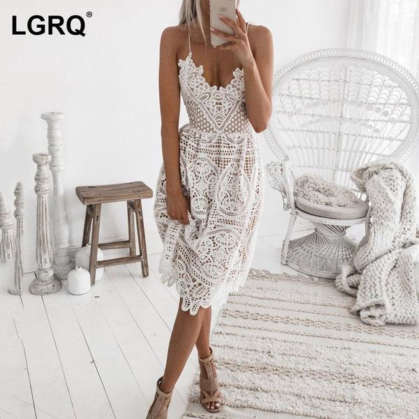 

casual dresses [lgrq] women black lace cross bandage backless camis dress v-neck sleeveless fashion tide spring summer 2021 19d1718, Black;gray