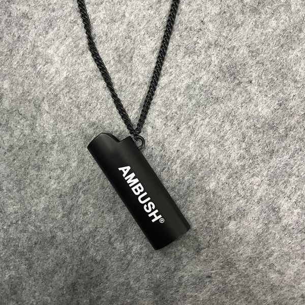 

2021 new quality pure copper lighter necklace high street hip hop couples ambush pendant buckle ga6l, Slivery;black
