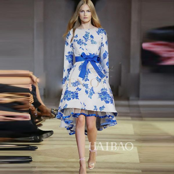 

2021 new runway women's long sleeve belt jacquard dovetail party designer hscu, Black;gray