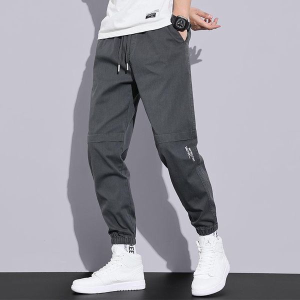 

men's pants korean spring and autumn casual fashion brand loose bound tooling thin student youth harlan nine point, Black
