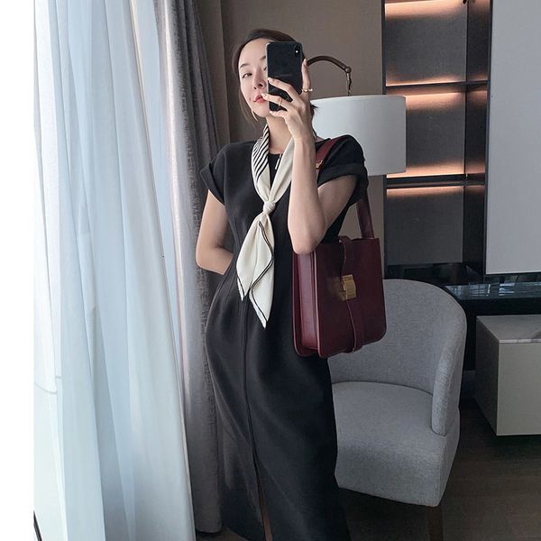 

new 2021 summer women solid color elegant vestidos business party bodycon work office lady female slim yc8p, Black;gray