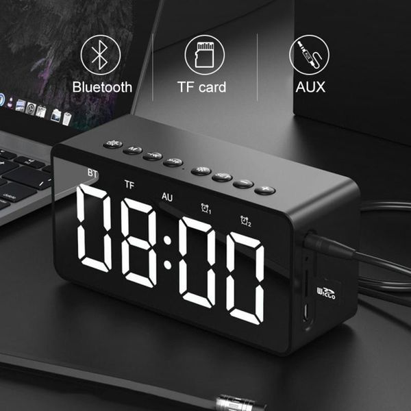 

bt506 bluetooth speaker with clock mirror alarm clock subwoofer small speaker indoor home simple style