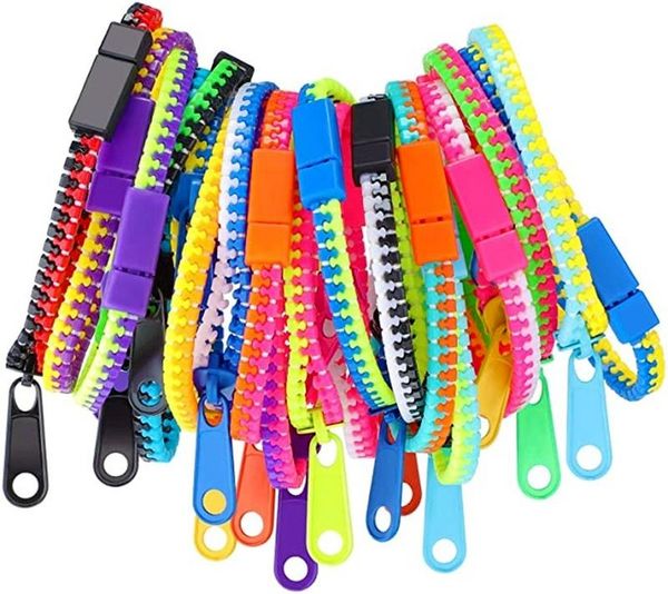 

dhl fidget bracelets toys party zipper bracelet 7.5 inches fidgets toy sensory neon color friendship for kids adults christmas gifts m03
