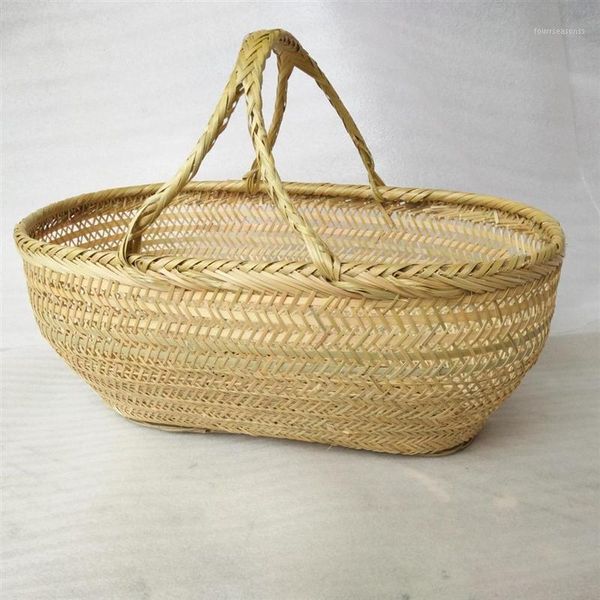 

storage baskets round large bamboo wicker basket straw rattan handmade organizer for bread fruit laundry panier osier picnic1