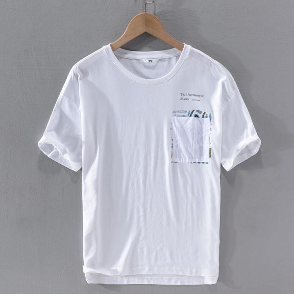 

2021 new summer linen t-shirt brand trend shirt for men fashion patch pocket casual tshirt mens loose comfortable t shirts fmuu, White;black