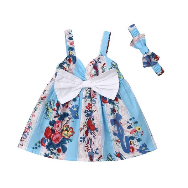 

girl's dresses girl dress summer born kids baby clothes bow-knot flower party headband, Red;yellow