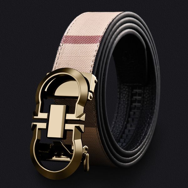

belt men new genuine leather promotional automatic buckle belt fashion gift belt ing, Black;brown