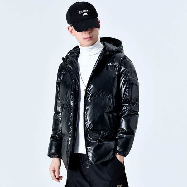 

men's padded cotton cloak, shiny hoodie, fashion, durable, direct delivery, winter 2020, Black