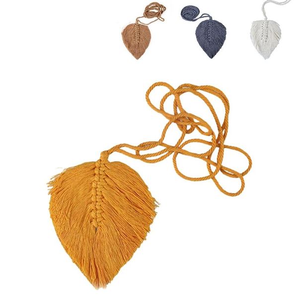 

decorative objects & figurines macrame boho home decor tapestry tassel hand-woven leaf cotton thread wall hanging bedroom decoration curtain