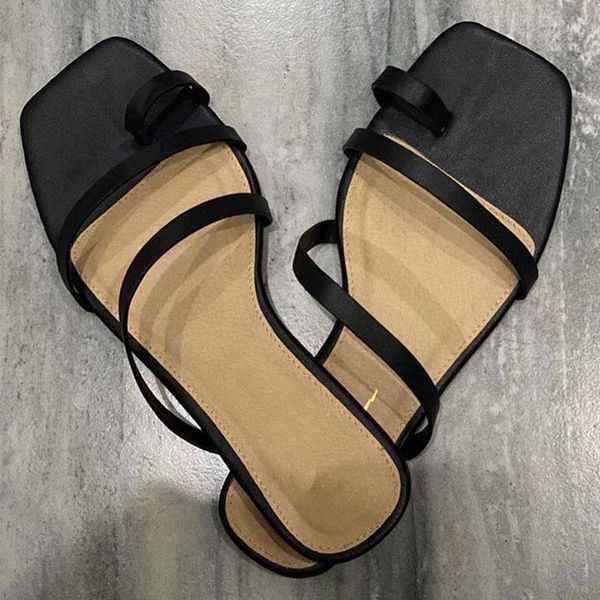 

slippers 2021 women spring/summer shoes woman flat non-slip slides outdoor fashion ladies sandals wild leather flip flop, Black