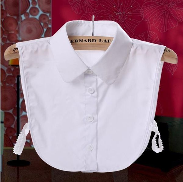 

fashion young ladies women cotton detachable lapel lattice shirt fake collar solid color blouse neckwear clothing, White;black