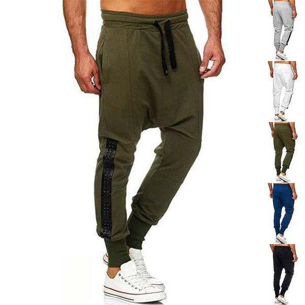 

men's pants casual men pants sweatpants fashion trousers personality stitching decoration tooling s 2onn, Black