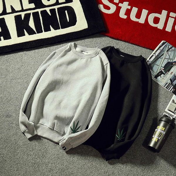 

men's hoodies & sweatshirts autumn men solid pullover cotton loose fashion casual hoodie harajuku black gray college couple sweatshirt