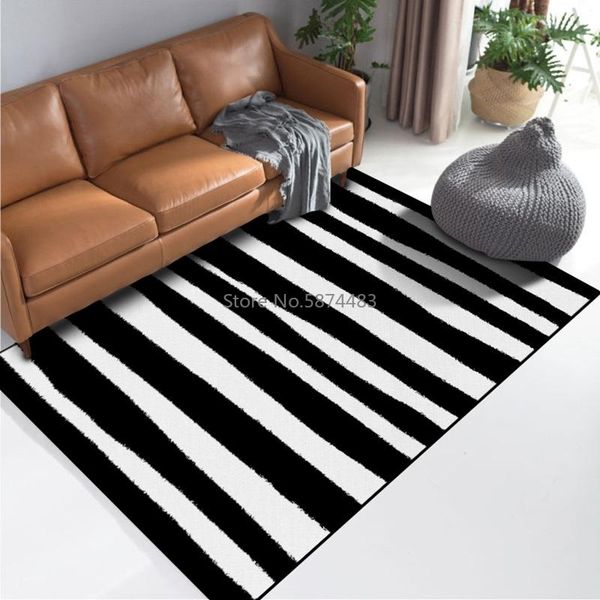 

carpets nordic simple area rugs geometric living room carpet black white striped bedside home decoration office sofa floor mats tapete