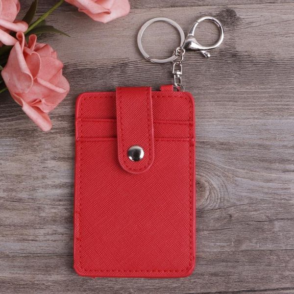 

card holders 1 pc portable id holder bus cards cover passport case office work keychain keyring tool, Brown;gray