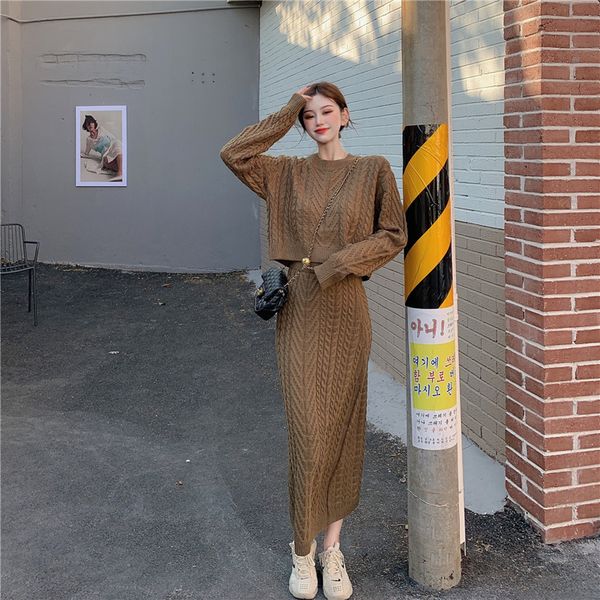 

women's fashions 2021 autumn and winter new heavy industry crochet superior harvest + high waist hip bag dressed as two suit parts xzxf, Black;gray