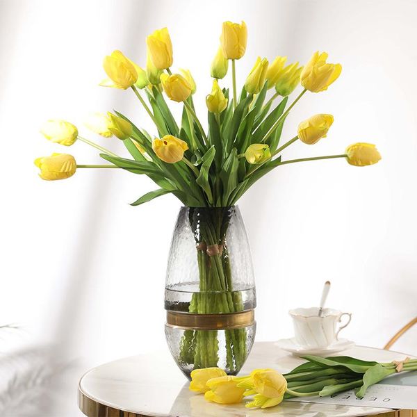 

decorative flowers & wreaths 5 head tulip artificial flower colorful real touch fake tulips latex bouquet for home wedding gardendecoration