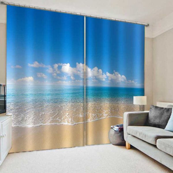 

curtain & drapes 3d blackout window living room bedroom beach scenery curtains for door kitchen cortians children
