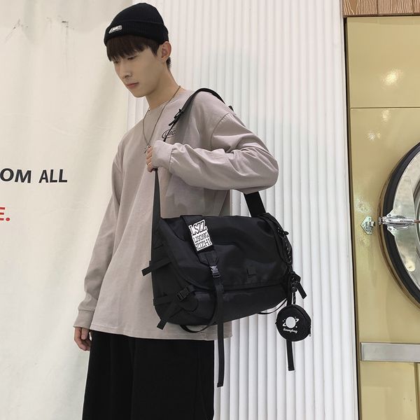 

cross-border bag 2021 new fashion mens messenger bag harajuku japanese shoulder bag trendy large capacity nylon