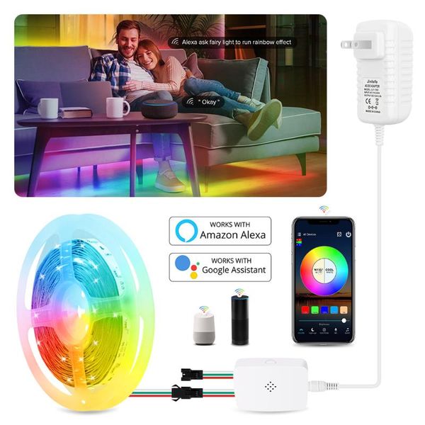 

rgb ic led tape 12v wifi smart addressable ws2811 pixel led strip light kit magic home 5m 10m 15m 20m wifi voice control