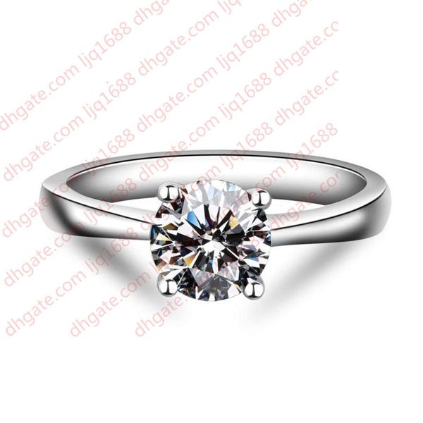 

hbp fashion luxury classic four claw couple diamond ring smooth surface no trace inlaid with ultra flash zircon ring, simple and fashionable, Silver