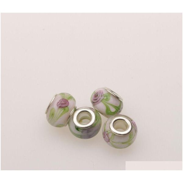 

mic 100pcs silver core endearing flower murano glass beads fit charms bracelets 14 x 10mm jewelry diy f jllqwp yy_dhhome, Bronze;silver