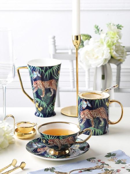 

mugs bone china coffee saucer 450ml large mug cup hand-painted animal pattern