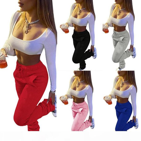 

fall winter women plus size pants fashion club fold leggings plain s-3xl casual clothing high waist solid color 4364, Black;white