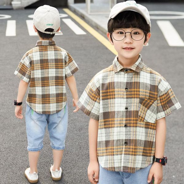 

shirts boy plaid for children summer 2021 asymmetrical shirt clothing teenage boys school blouses baby kids clothes 4 6 8 10 12y, White;black