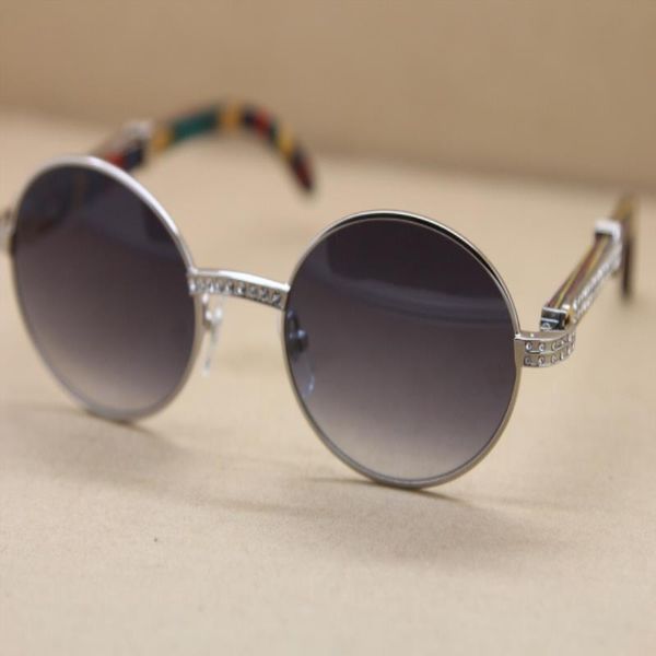 

popular mens decor sunglasses c sunglasses size:55-22-135mm decoration 7550178 metal diamond peacock wood round gold frame glasseframe klvs, White;black