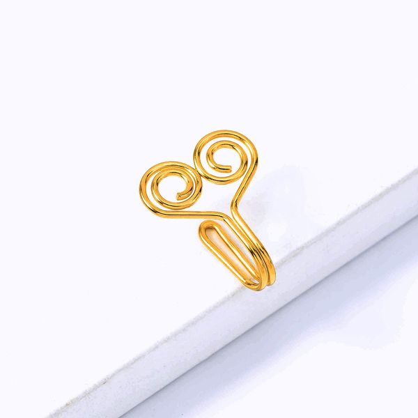 

personalized fashion fadeless gold stainless steel non puncture u-shaped false ring hand circled heart-shaped nose ornament, Silver
