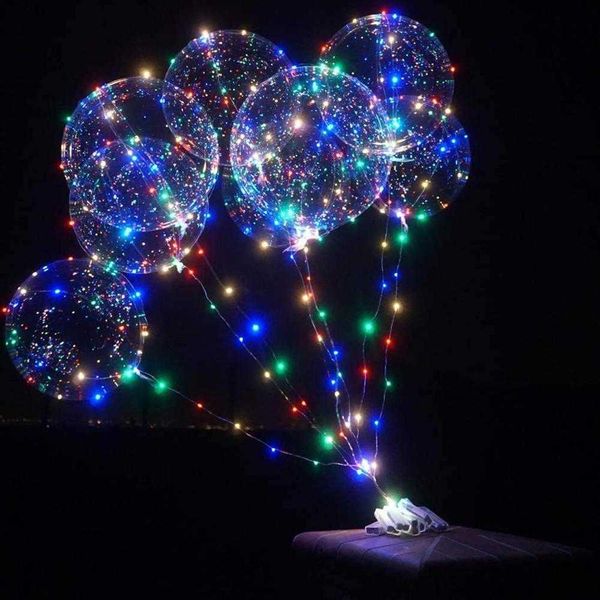 10 Pack Transparente Natal LED Blowo Balloons Helium Fulgor Balão com luzes de cordas para decoração de casamento de aniversário de festa de ano 210626
