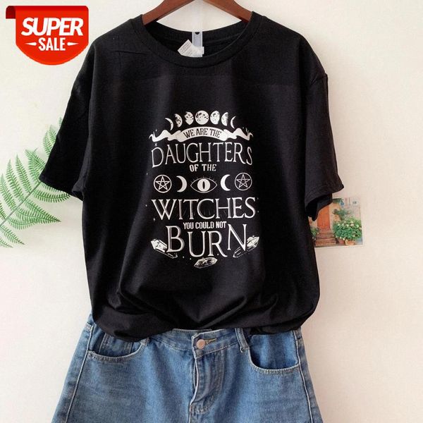 

sunfiz hjn daughter witches burn tshirt for girl graphic t-shirts harajuku women gothic symbol printed tumblr hipster #t991, White