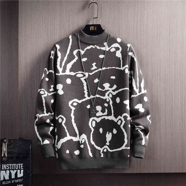 

men's sweaters winter lungs of the japanese-style men from men's pullovers test pattern occasional round-neck bear th6r, White;black
