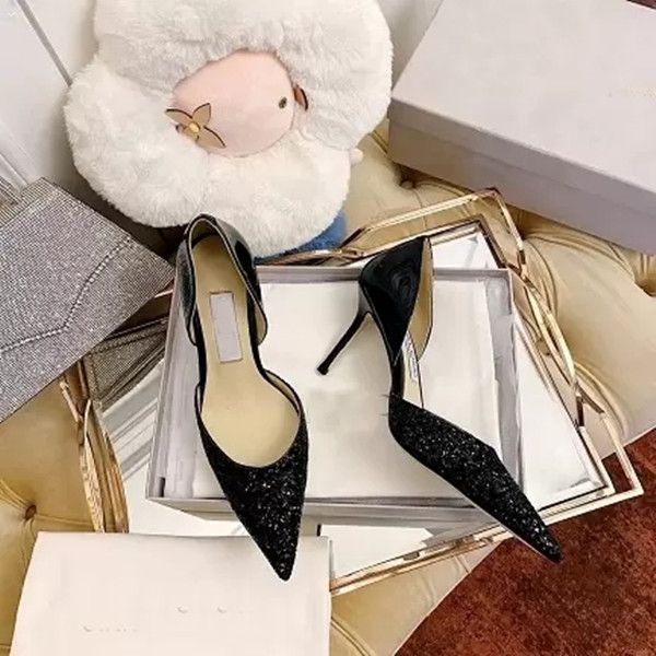

sandals official quality esther pumps for wedding dress bridals pointed toe women high heels open sides lady luxury sandals shoes eu35-43, Black