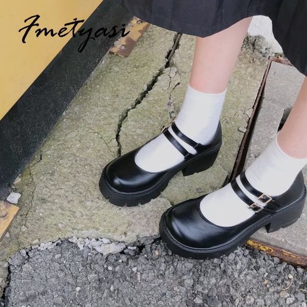 Mary Janes Platform Lolita Scarpe da donna Fashion Patent Leather JK Uniform Shoes College Style Girl Student Pumps 34-39