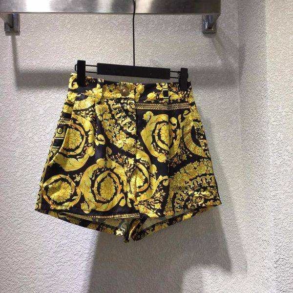 

gold women's shorts print vintage luxury design casual baroque summer holiday party clothes women fahsion ladies xaun, White;black