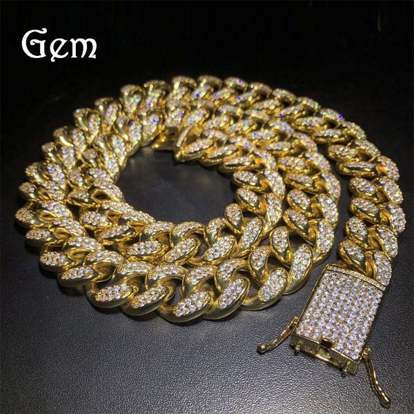 

hip hop new 20 mm micro inlaid zircon cuba chain high end men's necklace 2 cm in size, Silver