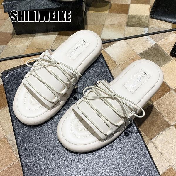 

slippers 2021 fashion leather women peep-toe sandals breathable summer comfortable casual lace up vb188, Black