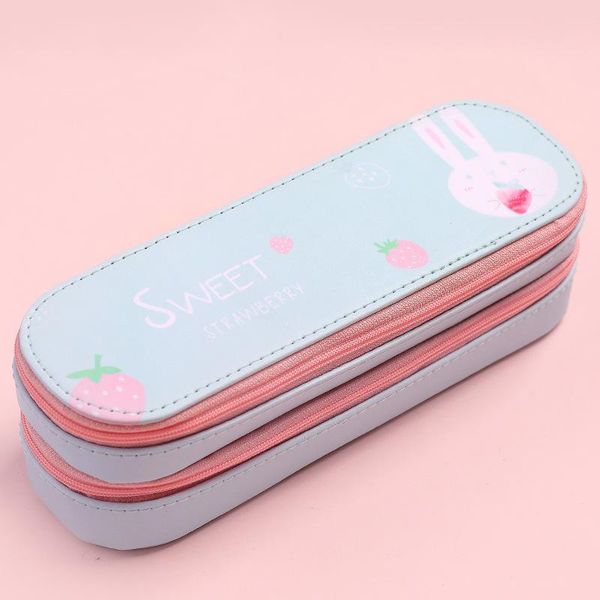 

pencil cases pattern style case simple large-capacity canvas double-layer student storage