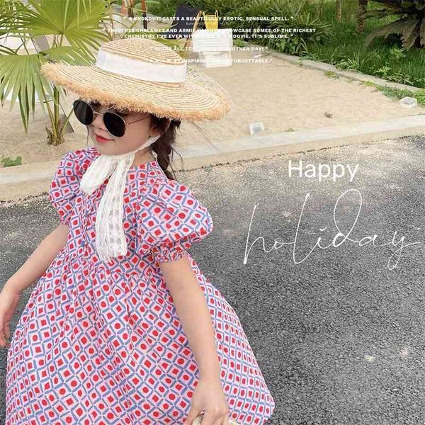 

summer arrival girls fashion printed dress kids cotton es pink 210528, Red;yellow