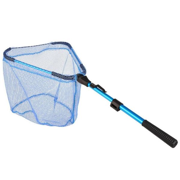 

blue triangle folding dip net 2 section portable contraction aluminum alloy fishing net